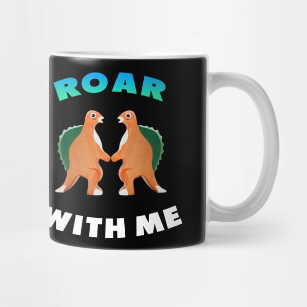 Cute Dinosaur Backtoschool Quote Roar with me Heart Shape white and green by Dolta